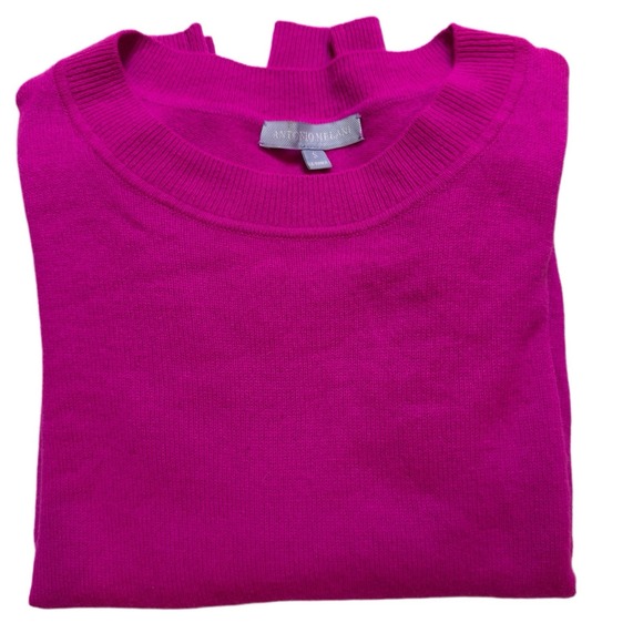 ANTONIO MELANI SWEATER 100% CASHMERE PUFF SLEEVE Ultra Pink SIZE S $149 NWOT - Picture 4 of 7